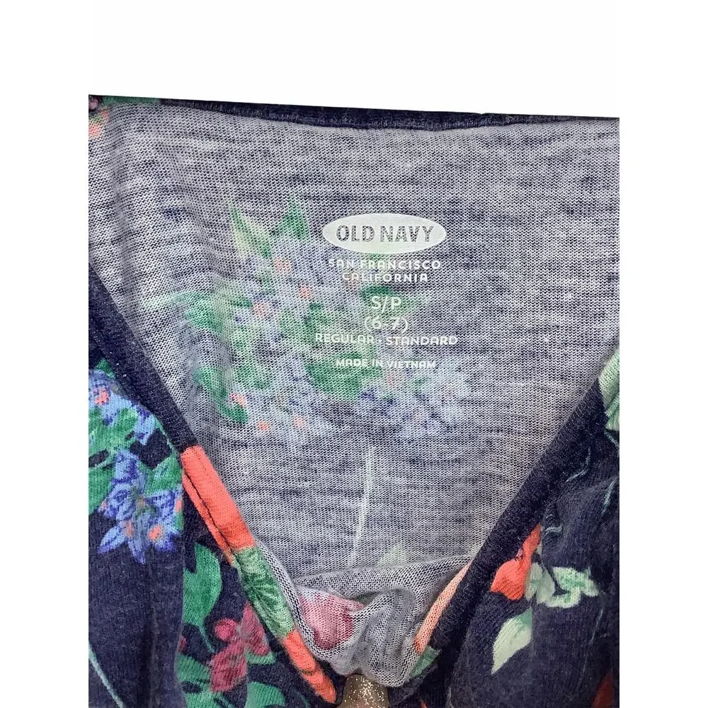 Old Navy Blue Floral Print Tank Top Small 6-7